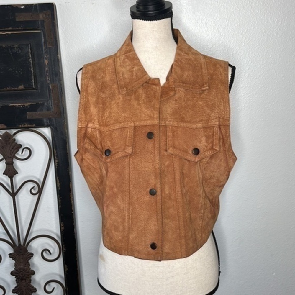 Tan leather vest Sz large